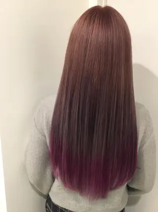 ロング カラー 🌈評価No.1🌈 艶髪カラー❌エクステのヘアスタイル