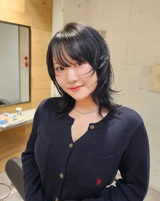 ミディアム Ayu🐾縮毛矯正/ ブリーチ無しカラーのヘアスタイル