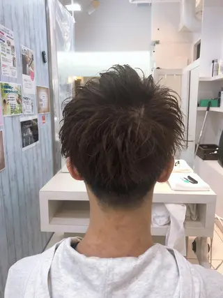 ショート カラー メンズ 髪質改善× ハイライト溝江のヘアスタイル