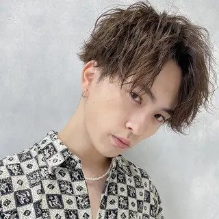 パーマ メンズ ショート カラー Mens salon ANDYのヘアスタイル