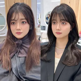 セミロング レイヤーカット/ 顔まわり/アオイのヘアスタイル