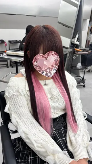 ロング カラー 羽エクステ/シール エクステ/横浜駅5分のヘアスタイル