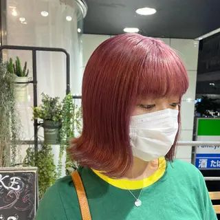 ミディアム カラー aya/小顔レイヤー /柔らかカラーのヘアスタイル