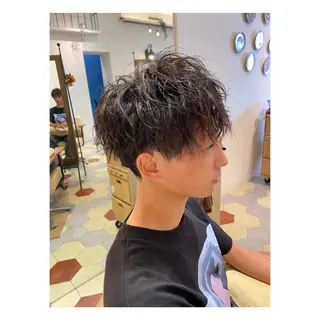 ミディアム パーマ メンズ 菊池大一 溝の口パーマのヘアスタイル