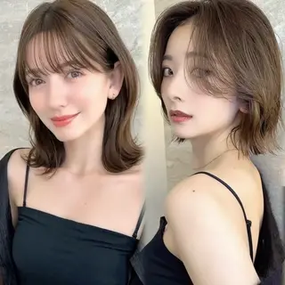 ミディアム ショート/レイヤー/ 縮毛矯正/ 渡邊莉玖のヘアスタイル