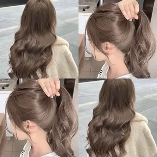 ロング カラー パーマ ヘアアレンジ ブリーチカラー🤍 颯馬🐈‍⬛のヘアスタイル