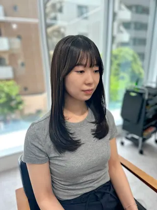 セミロング カラー パーマ ヘアアレンジ メンズ キッズ レイヤーカット 🌿透け感カラーのヘアスタイル