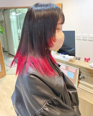 ミディアム カラー パーマ 髪質改善/ブリーチ 田代 龍我のヘアスタイル