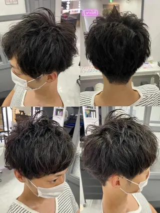 ショート カラー パーマ ヘアアレンジ メンズ 🔥メンズパーマ特 化🔥渡辺一翔🔥のヘアスタイル