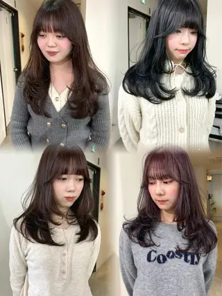 ロング カラー mizuki/ピンク ベージュ.レイヤーのヘアスタイル