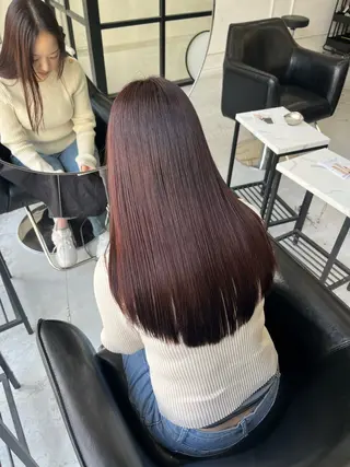 セミロング カラー MaisonHALU 梅木琉衣のヘアスタイル