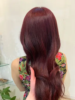 ロング カラー ブリーチしない暖色 カラー🥀杉 優菜のヘアスタイル