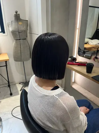 ミディアム パーマ ナミ🩶暗髪/暖色 ❤️/透明感/縮毛のヘアスタイル