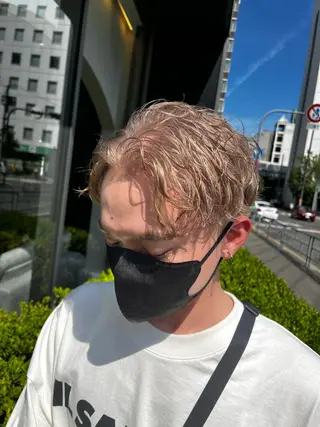 ミディアム カラー パーマ メンズ &CREW スタッフのヘアスタイル