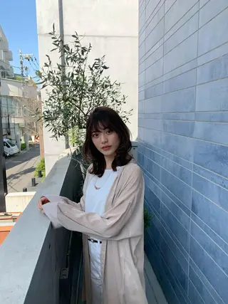 ミディアム コテ巻きパーマ/韓国 パーマ/佐野のヘアスタイル