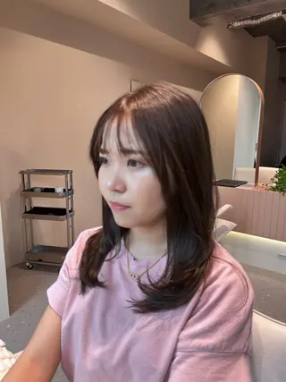 セミロング カラー 武井　弘希 ブリーチなしカラー✨のヘアスタイル