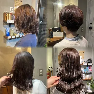 ミディアム perm/color mana🎀🤍のヘアスタイル