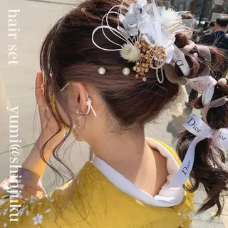 セミロング カラー ヘアアレンジ 代表🎀 ふわモテ愛 され髪🩷yumiのヘアスタイル