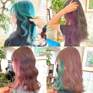 ミディアム カラー ヘアアレンジ 🧸ハイトーン🧸 ゆっきー🧸のヘアスタイル