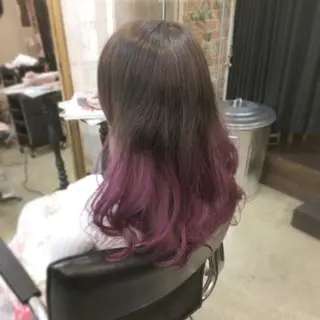 セミロング カラー インナーカラー/天神 ブリーチ/吉田のヘアスタイル