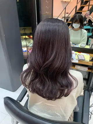 ロング カラー 🌷ラベンダーピンク 顔まわり🌷ねいろのヘアスタイル