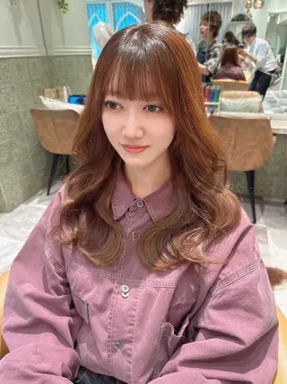 セミロング カラー 木屋元一/透明感 /前髪/韓国ヘアのヘアスタイル