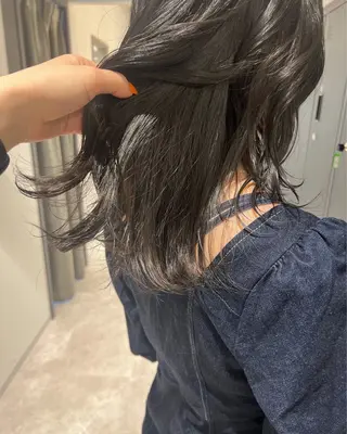 ミディアム カラー 暗髪カラー🫐パーマ おくだりんかのヘアスタイル