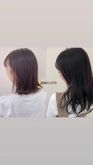 セミロング カラー パーマ ヘアアレンジ ネイル マツエク・マツパ 💎耳ツボジュエリー ×銀座美容室💎のヘアスタイル