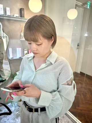 ショート カラー 韓国ヘア🇰🇷/ 顔周り/松田光里のヘアスタイル