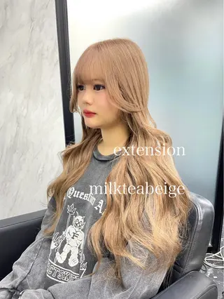 ロング カラー エクステ🩵ブリーチ 韓国ヘア🩵KAEのヘアスタイル