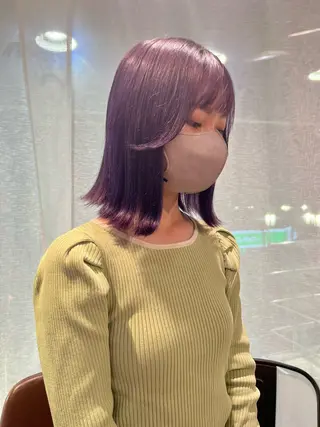 ミディアム カラー Rei/ 縮毛矯正/ ハイライトカラー募集のヘアスタイル