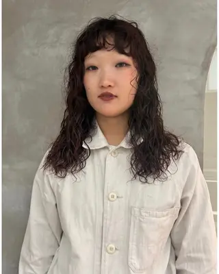 セミロング パーマ デザインカット/ パーマ/nanaのヘアスタイル