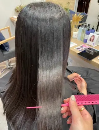 ロング 横浜/髪質改善/ 暖色カラー/アレンジのヘアスタイル