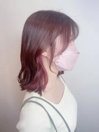 ミディアム カラー &chaLme   心斎橋所属・emi/髪質改善/ 韓国風/艶カラーのヘアスタイル