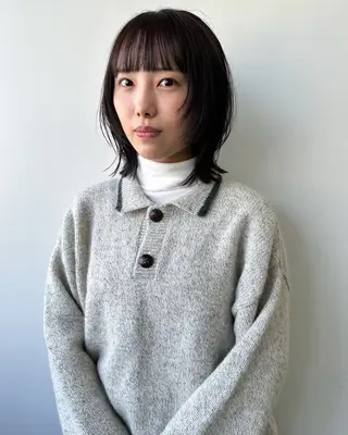 ミディアム カラー 似合わせカット ケアパーマ喜来雅由のヘアスタイル