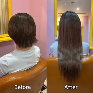 ロング シール＋ちび編み込み エクステ梅田🐨のヘアスタイル