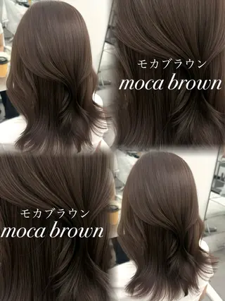 セミロング カラー 失敗しない顔まわり× 小顔補正レイヤー難波のヘアスタイル