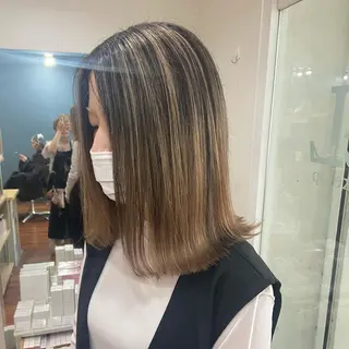 セミロング カラー 髪質改善/ストレート /透明感/西川奈穂のヘアスタイル