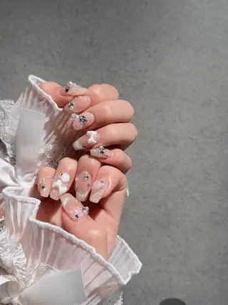 ネイル I-nailロング /ワンホン/キラキラのネイルデザイン