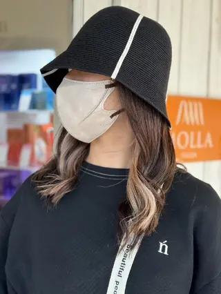 セミロング カラー MOLLA 浅香山店所属・谷口ゆめ/縮毛矯正/ カット/美眉ワックスのヘアスタイル