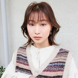 ミディアム カラー フリーランス所属・韓国ヘア レイヤー くびれヘアMATSUのヘアスタイル