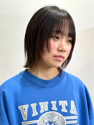 ショート カラー ヘアアレンジ 切りっぱなしボブ/ デザインカラー店長のヘアスタイル