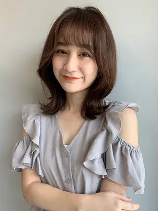 ミディアム カラー 透明感/オリーブ/ グレージュ/YUKAのヘアスタイル