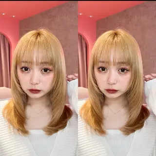 ミディアム カラー 山崎/ボブ縮毛矯正 レイヤー髪質改善のヘアスタイル