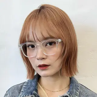 ショート カラー ヘアアレンジ 暖色ダブルカラーボブ レイヤー🌈AINAのヘアスタイル