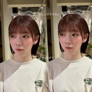 ショート カラー えんぐちとも／透明感 カラー／博多ボブのヘアスタイル