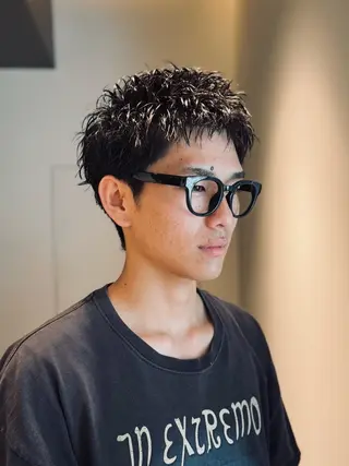 ショート パーマ メンズ スパイキーショート 大人パーマ 丸山のヘアスタイル