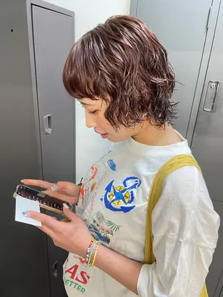 ショート パーマ カットモデル/ ハイトーン/ゆうあのヘアスタイル