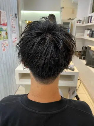 ショート パーマ メンズ 髪質改善× ハイライト溝江のヘアスタイル