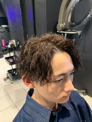 ミディアム メンズ メンズパーマ/難波/ 心斎橋　室園亮佑のヘアスタイル